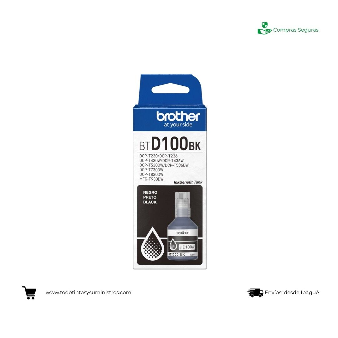 Botella de Tinta Brother BTD100 Negra Original