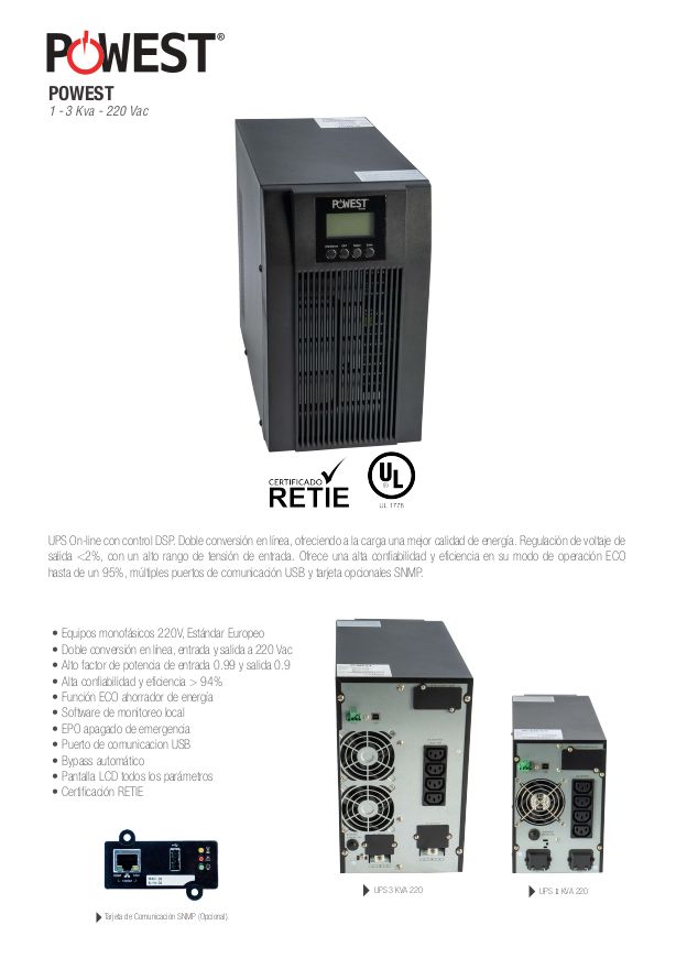 Ups Monofásica On Line Powest 3Kva 220 2