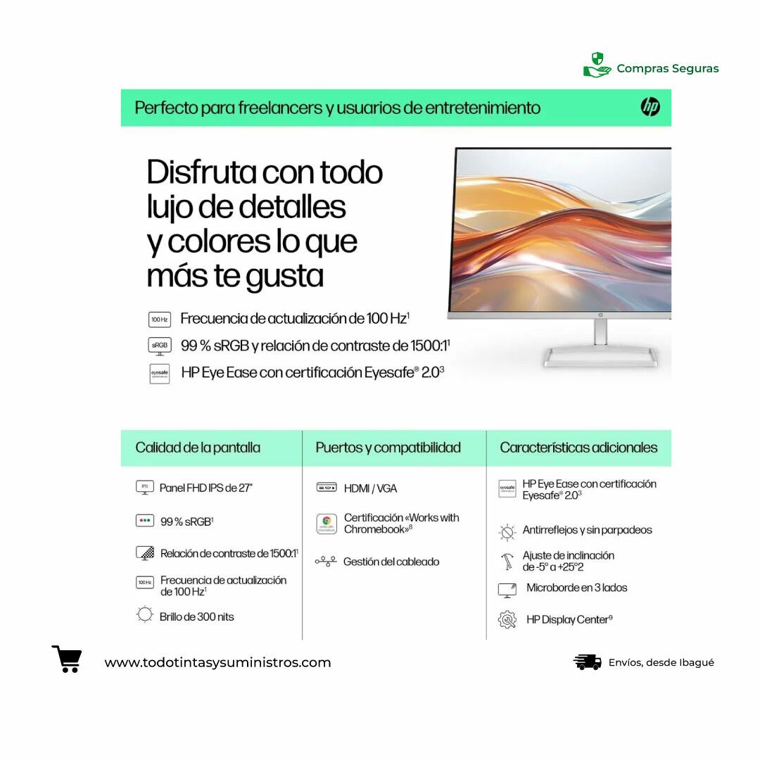 Monitor HP serie 5 527sf 27"  FHD Ultradelgado 2