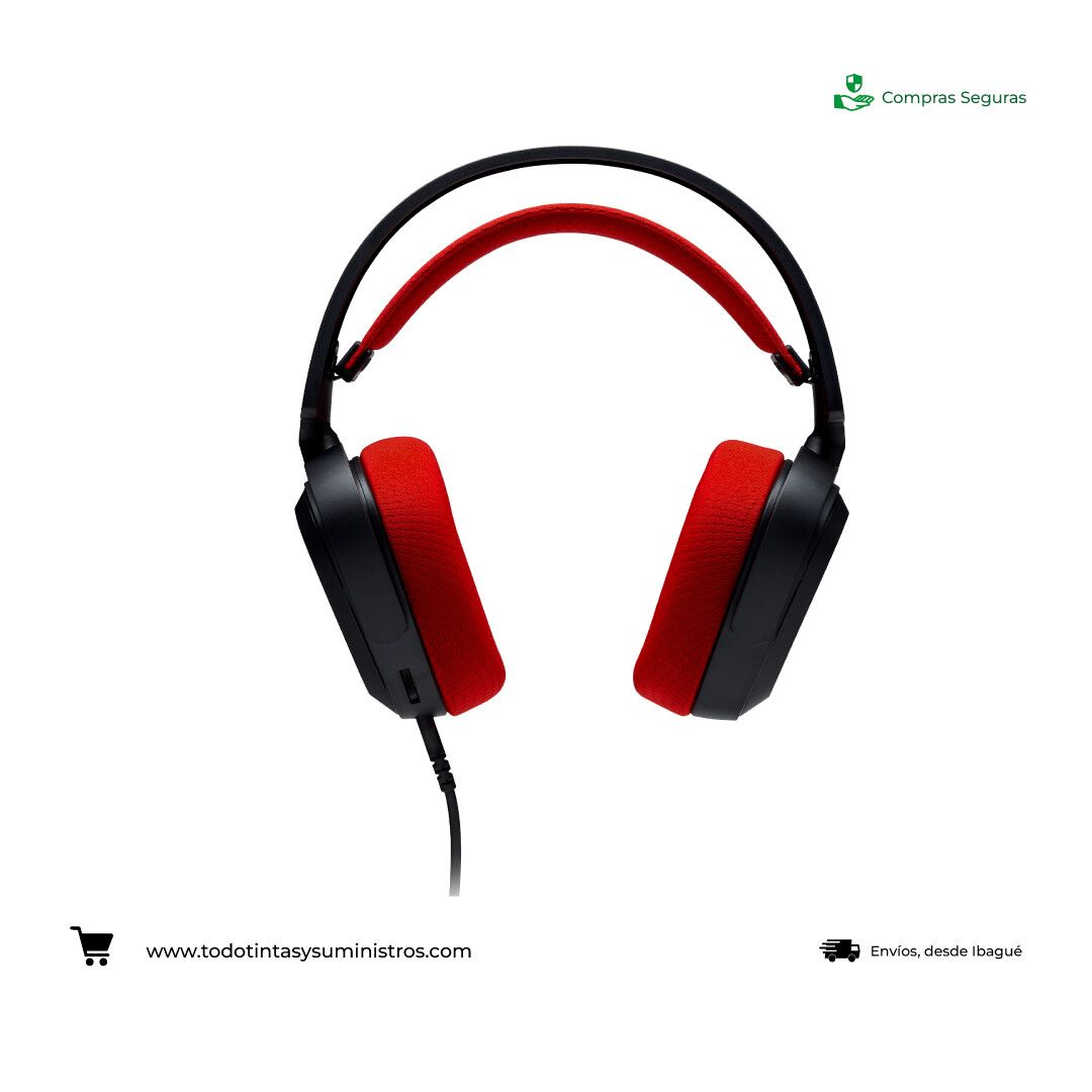 Diadema Gamer Xpg Precog estudio Alámbrica Negra con rojo 3