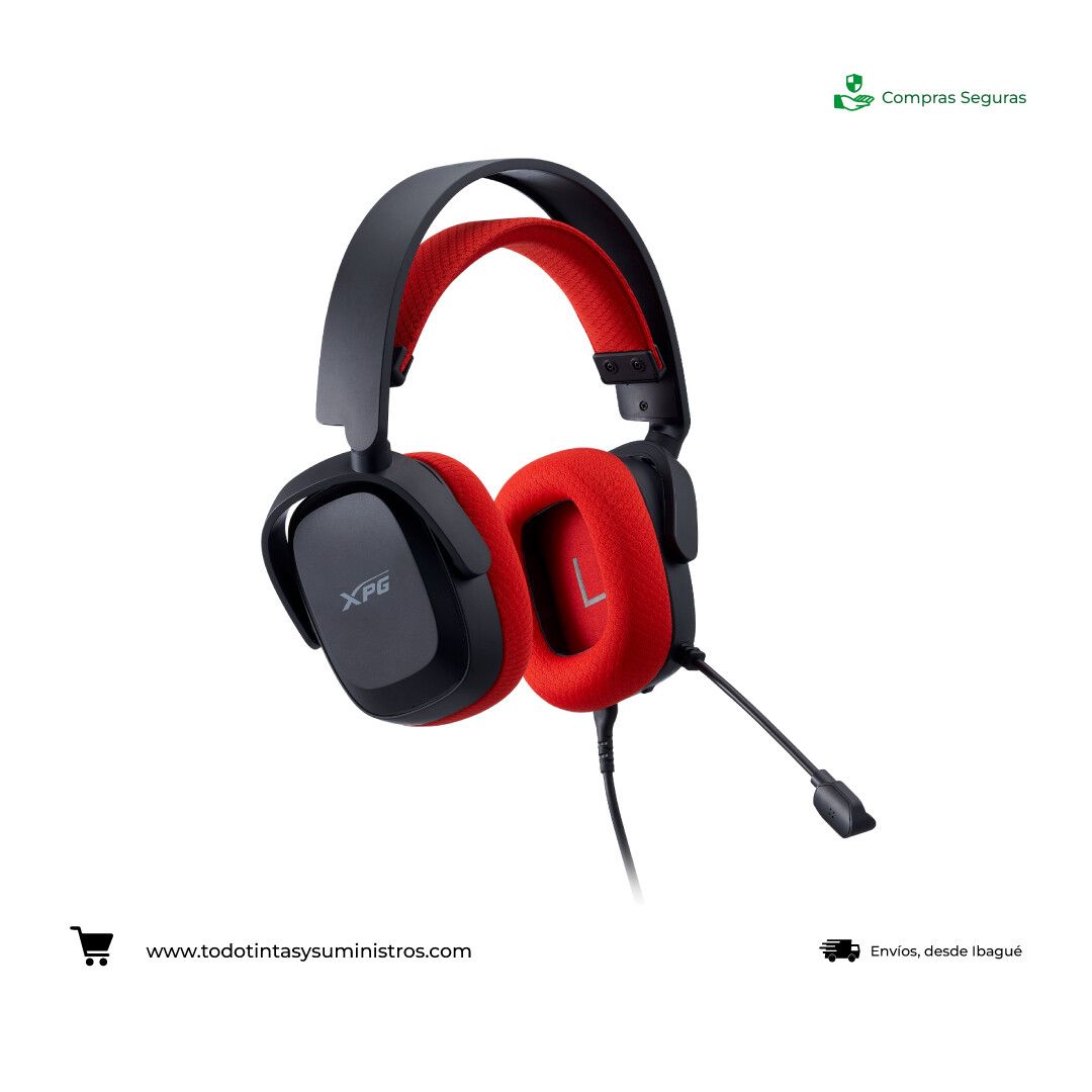 Diadema Gamer Xpg Precog estudio Alámbrica Negra con rojo 2