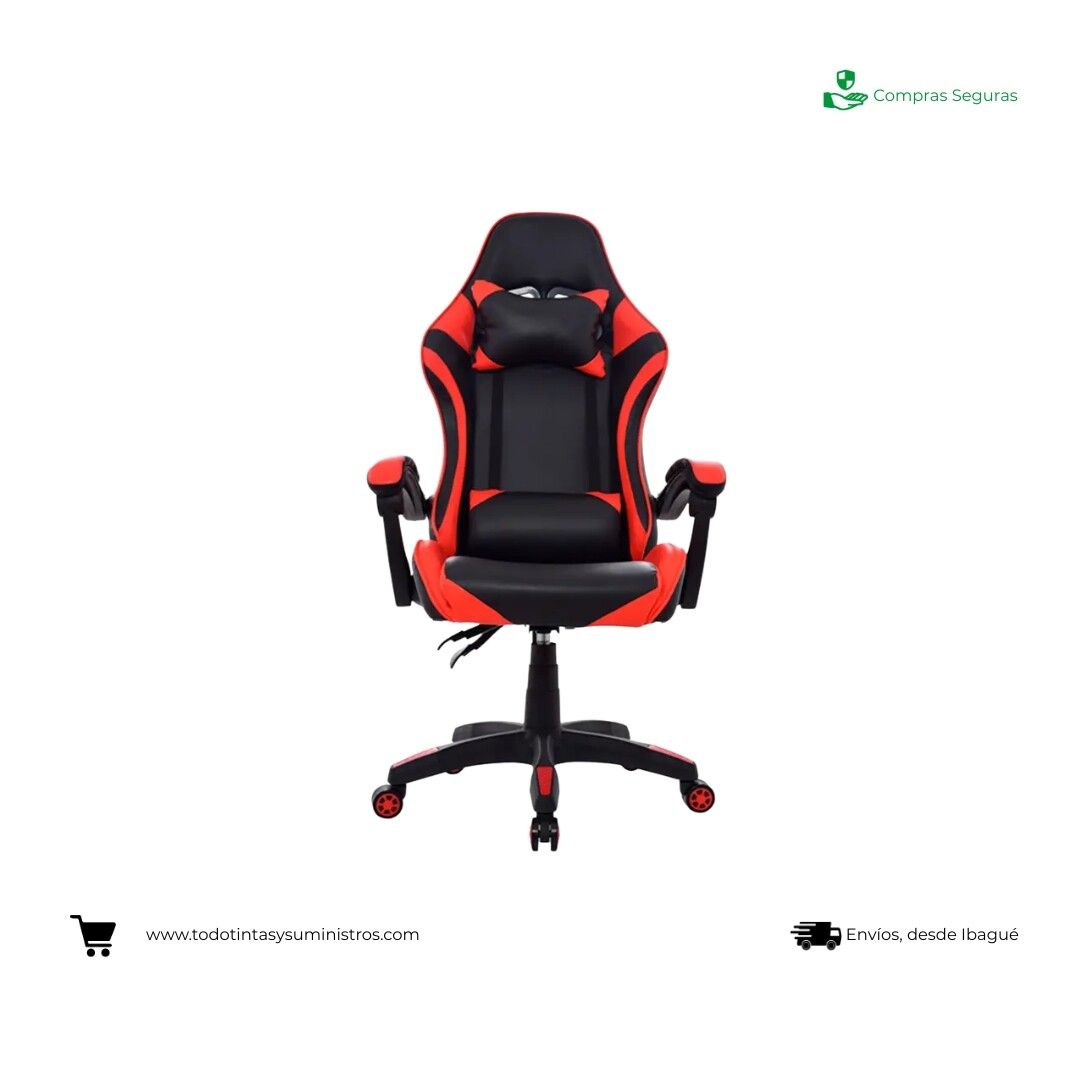 Silla Gamer Ford Con Cabecero rojo con negro
