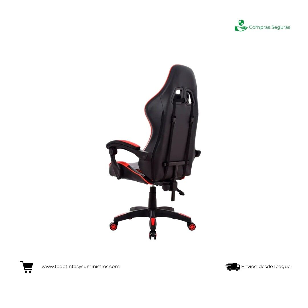 Silla Gamer Ford Con Cabecero rojo con negro 2