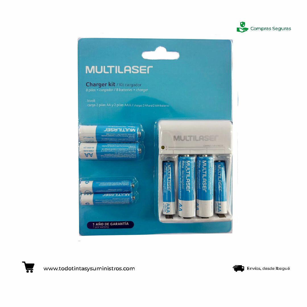 Cargador De Pilas x8 AA y AAA Multilaser CB093 2