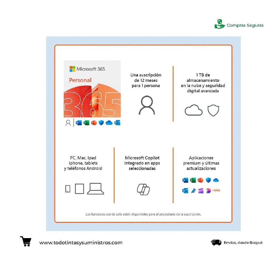Licencia virtual Microsoft 365 Personal 1Año 2