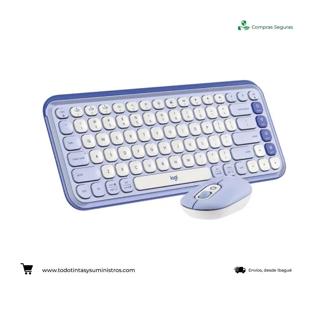 Combo Logitech Inalámbrico Teclado y mouse POP Icon Morado 2