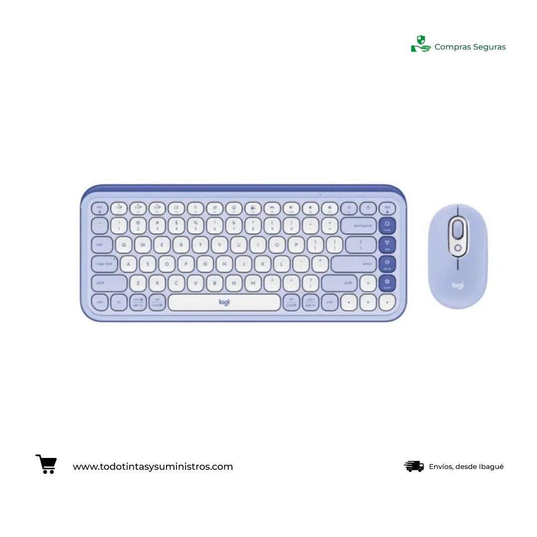 Combo Logitech Inalámbrico Teclado y mouse POP Icon Morado