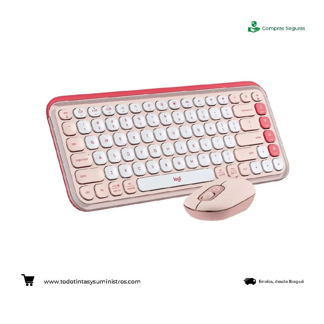 Combo Logitech Inalámbrico Teclado y mouse POP Icon Rosado 2