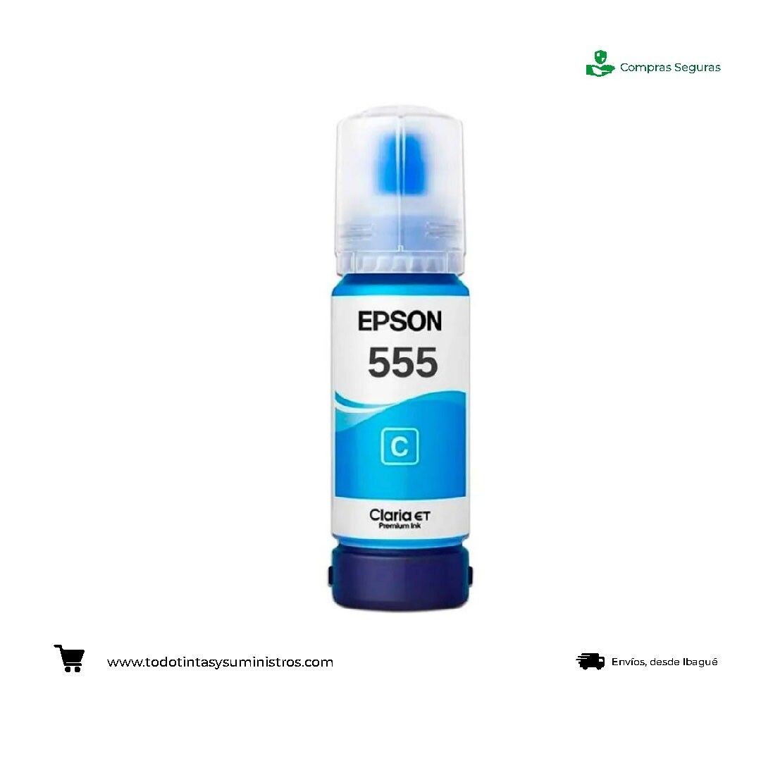 Botella de Tinta Epson T555 Original Cyan Fotográfica