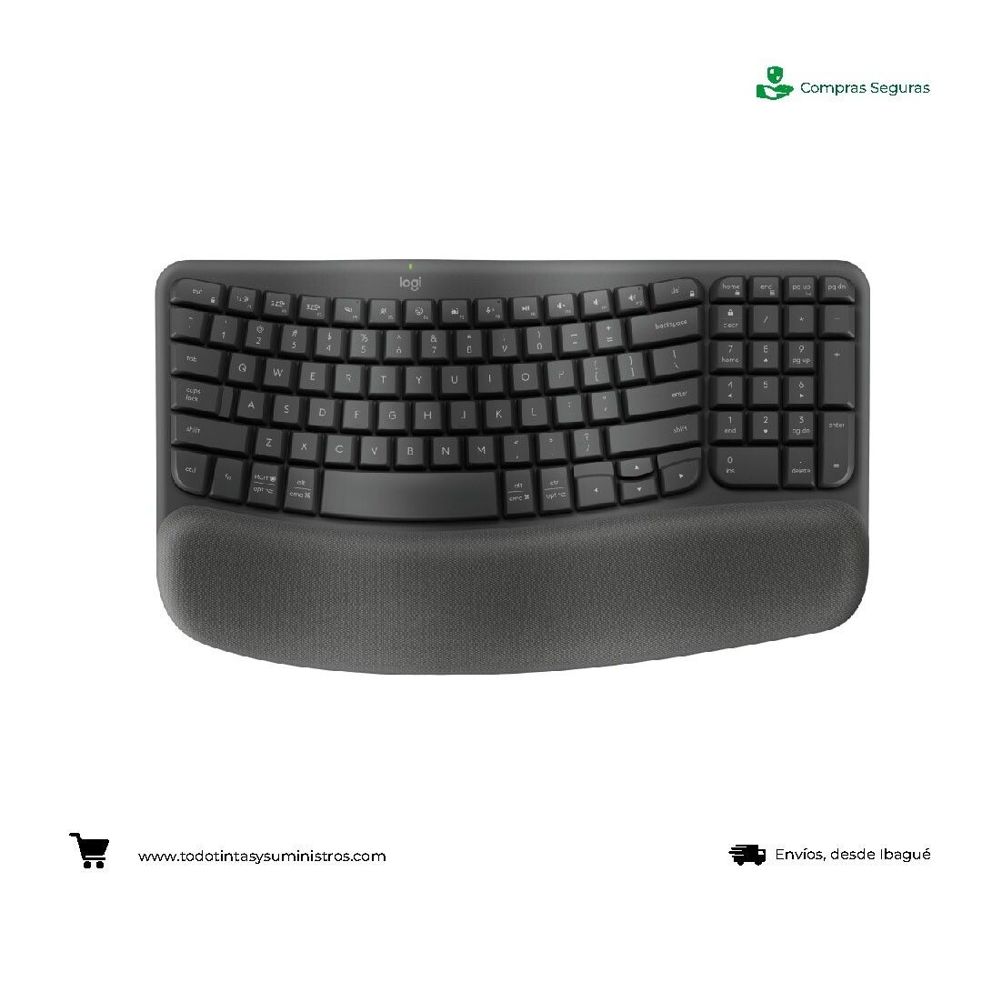 Teclado Logitech Wave Keys inalámbrico ergonómico Negro