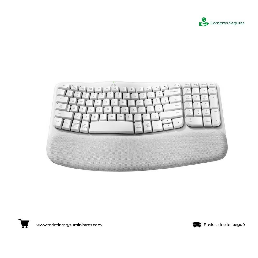 Teclado Logitech Wave Keys inalámbrico ergonómico Blanco