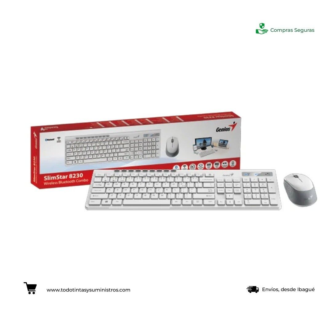 Combo Genius SlimStar 8230 Bluetooh teclado y mouse blanco 2