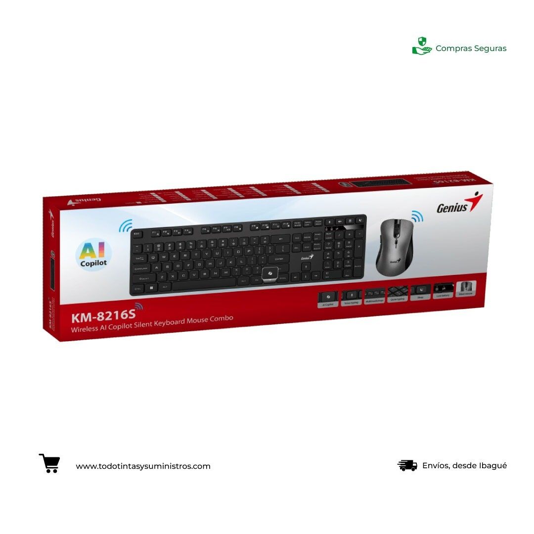Combo Genius KM-8216S inalámbrico teclado y mouse negro 3