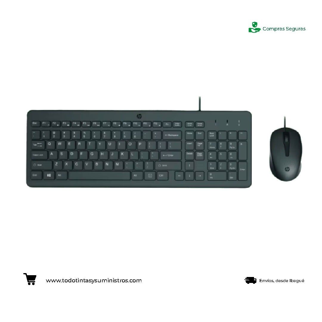 Combo Hp 150 alámbrico teclado y mouse negro