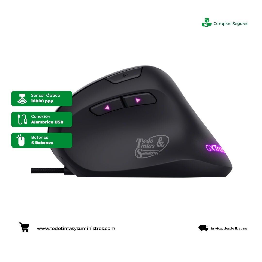 Mouse vertical trust GXT 144 rexx gamer alámbrico 3