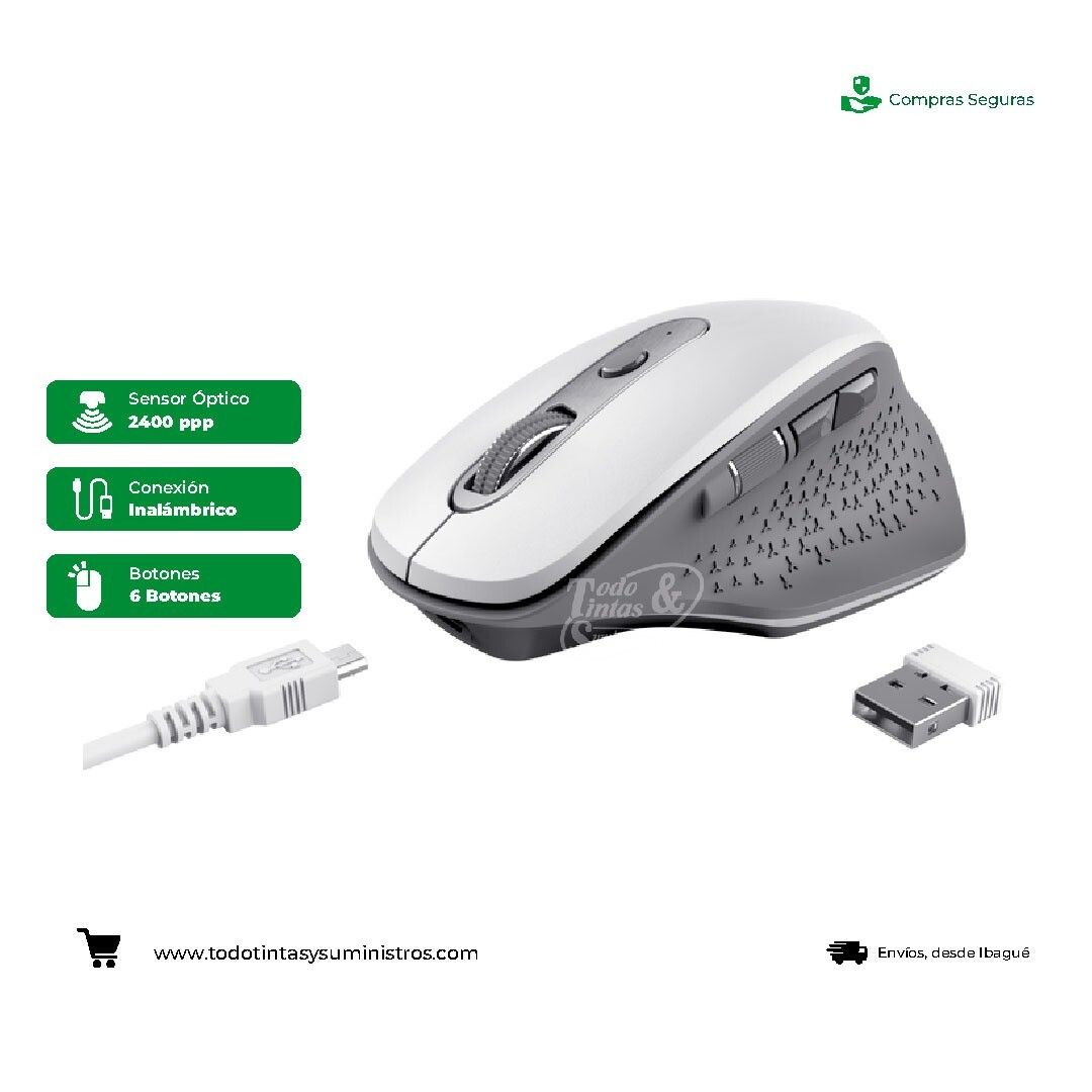Mouse Trust ozza inalámbrico recargable Blanco 3