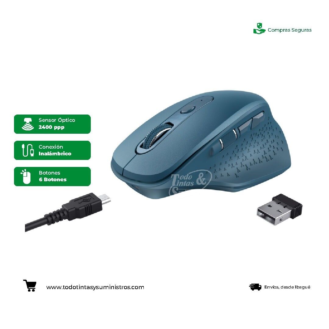 Mouse Trust ozza inalámbrico recargable Azul 2