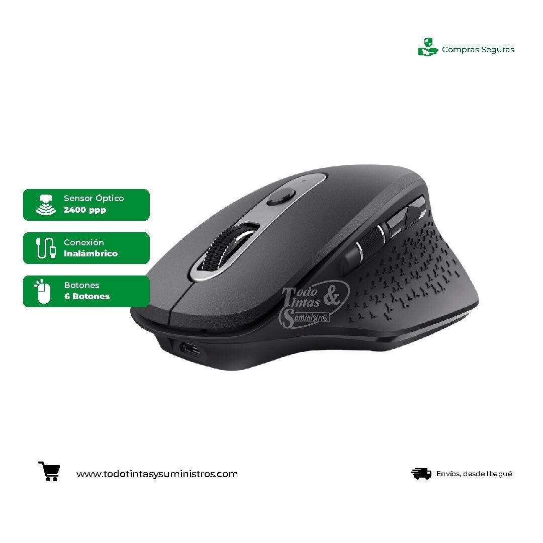 Mouse Trust ozza inalámbrico recargable negro 3