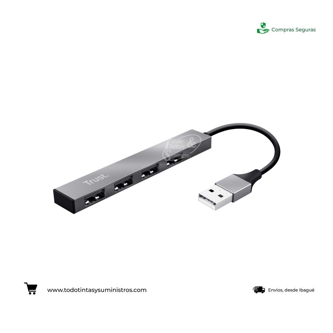 Hub Trust Halyx USB de 4 puertos en aluminio
