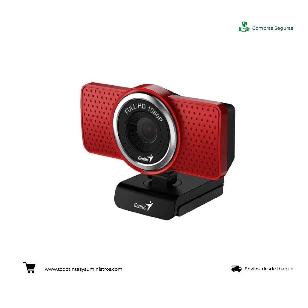 Cámara Web Genius Ecam 8000 Webcam Ful Hd 1080 Rojo 2