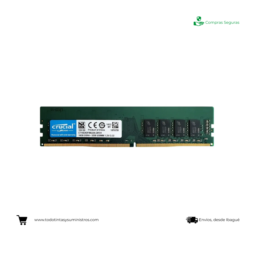 Memoria RAM Crucial DDR4 16GB 3200MHz para PC