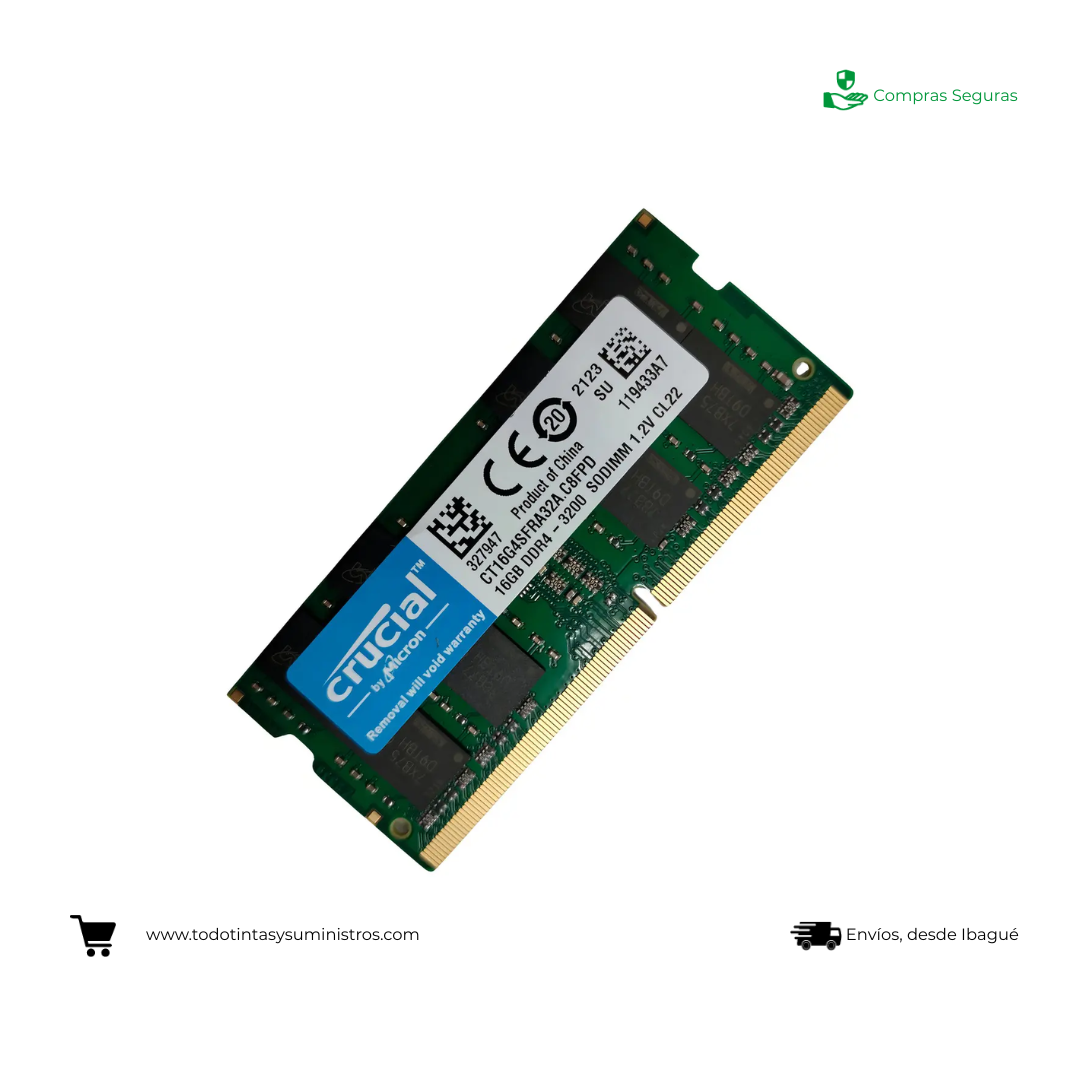 Memoria RAM Crucial DDR4 16GB 3200MHz para Portátil