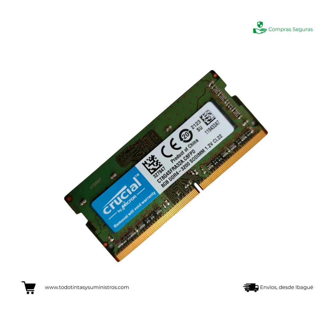 Memoria RAM Crucial DDR4 8GB 3200MHz para Portátil