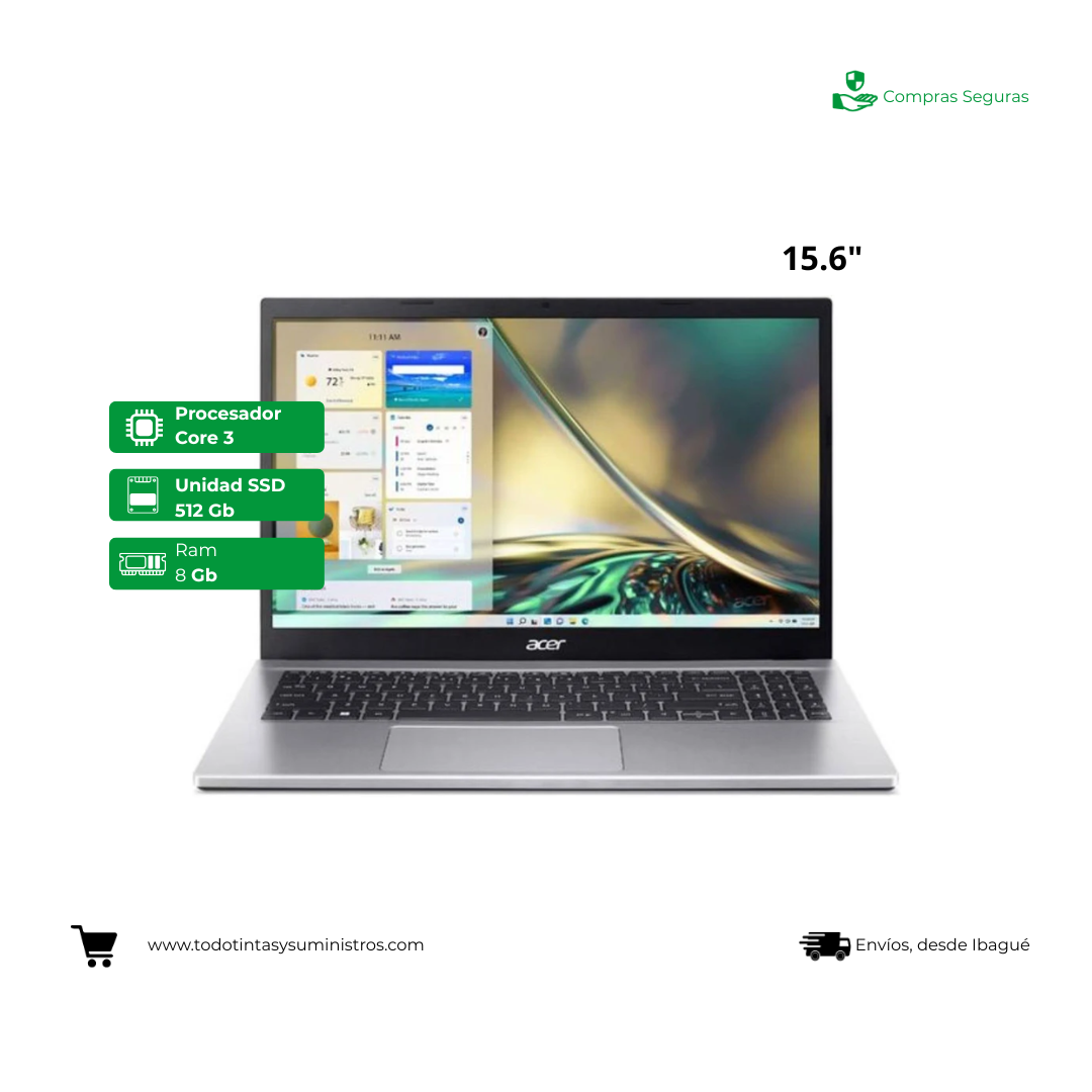 Portátil Acer AL15-33P-338H Core i3 Ram 8Gb Ssd 512Gb 15.6" FHD