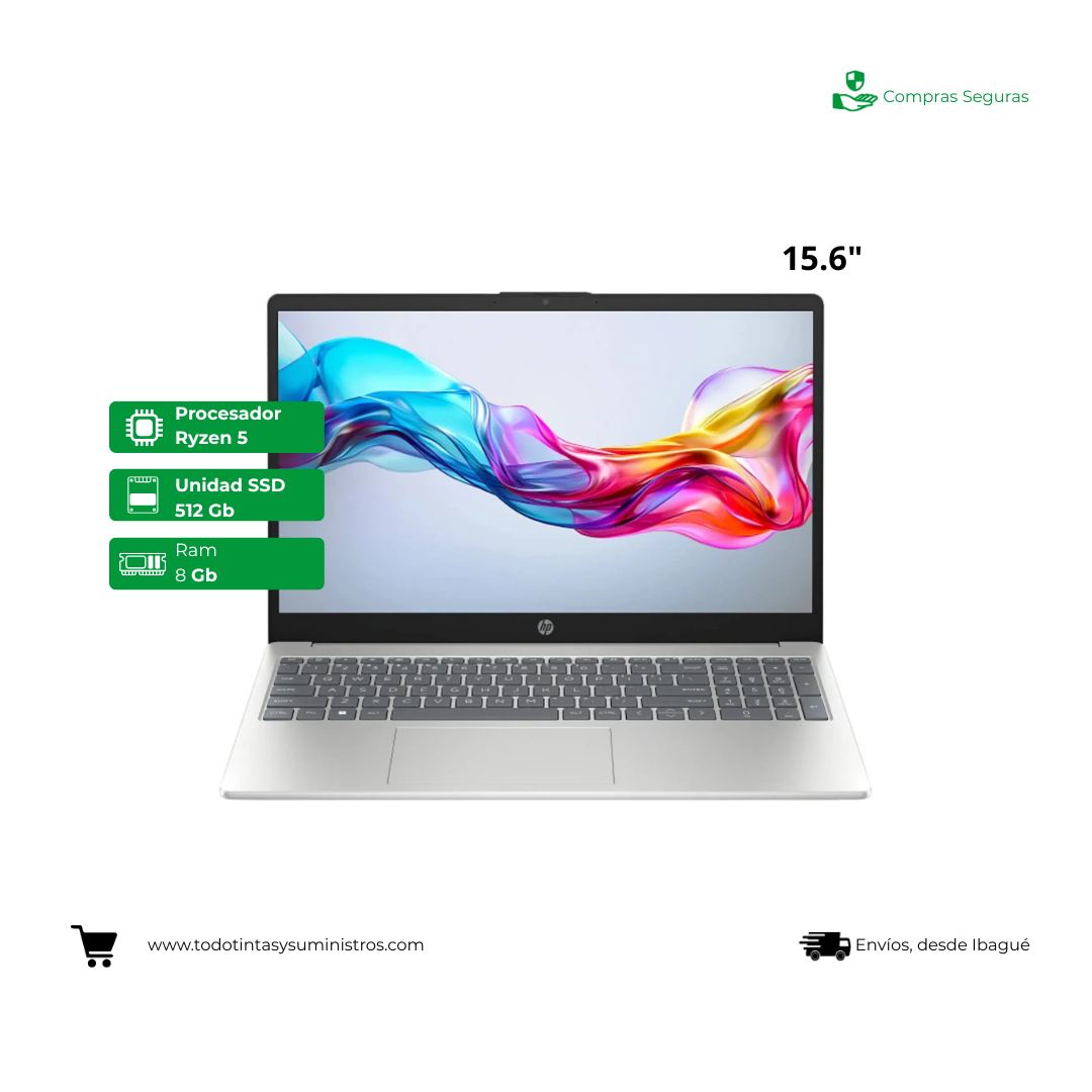 Portátil HP 15 Fc0354la Ryzen 5 7530U Ram 8GB Ssd 512GB 15.6"