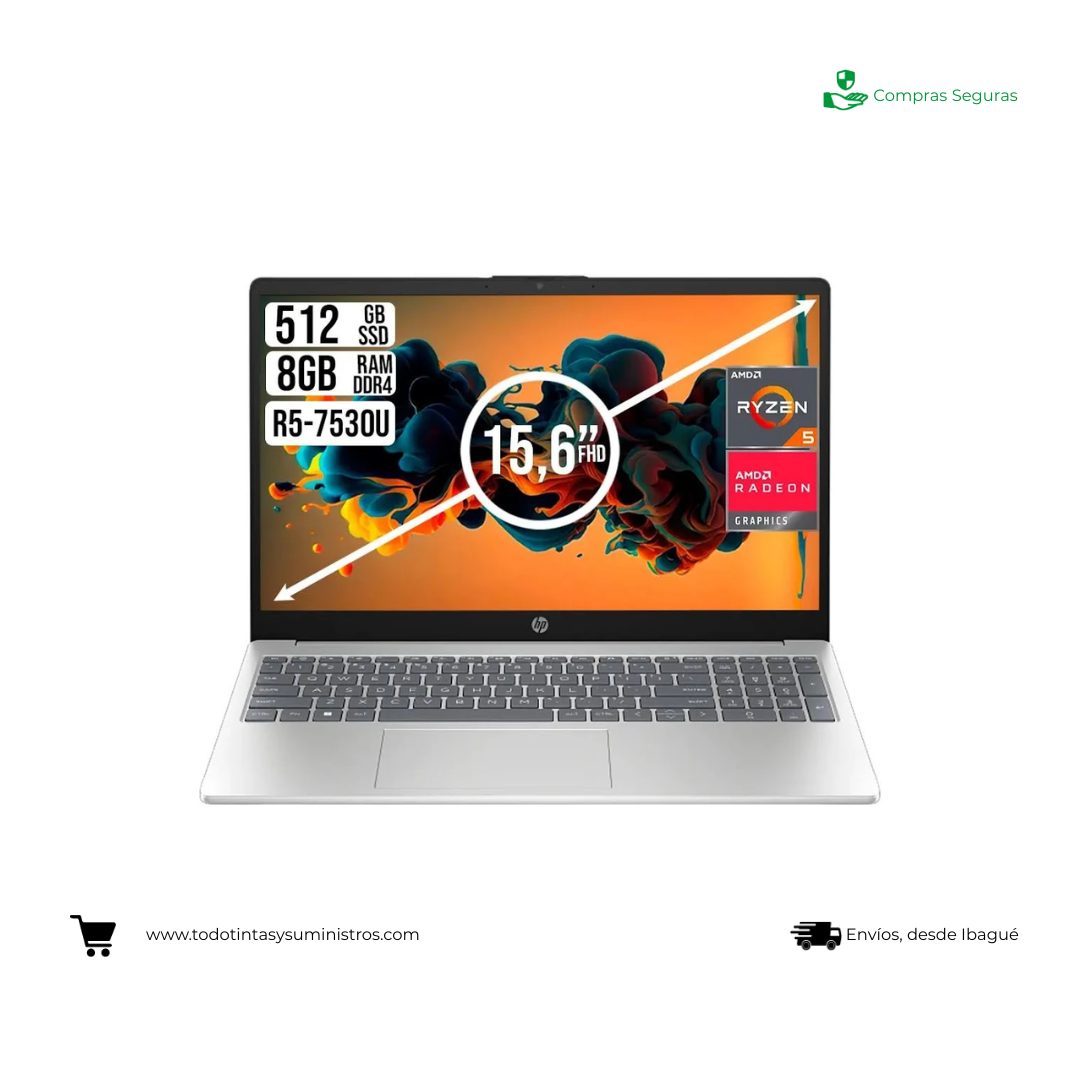 Portátil HP 15 Fc0354la Ryzen 5 7530U Ram 8GB Ssd 512GB 15.6" 3