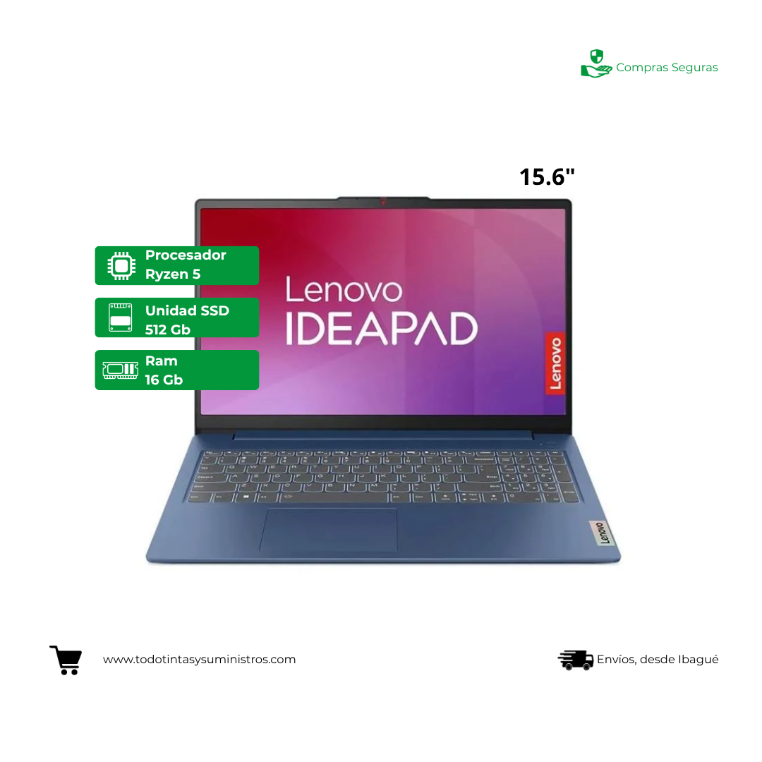 Portatil Lenovo Ideapad Slim 3 15AMN8 Ryzen 5 7520U Ram 16 GB Ssd 512 GB 15.6"